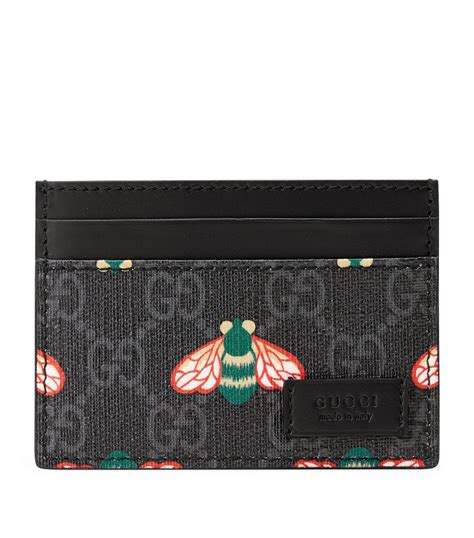 gucci supreme bees card case wallet|Gucci bee wallet men.